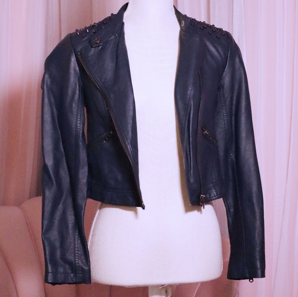 Midnight Blue Faux Leather Jacket